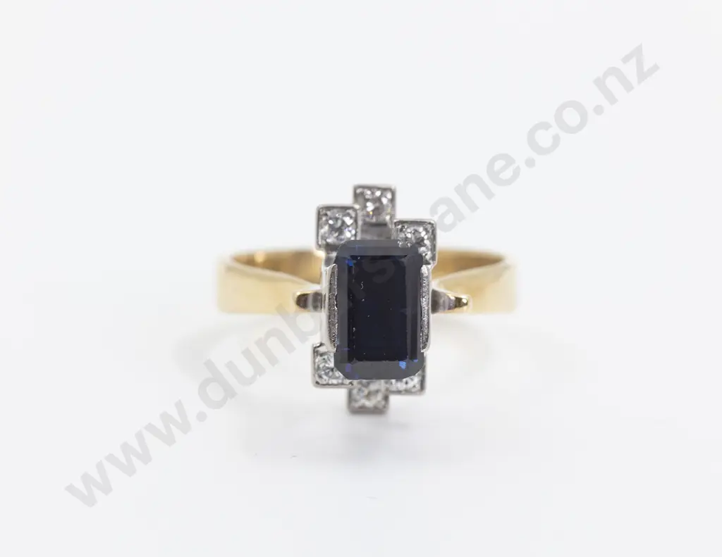 18ct Seven Stone Sapphire and Diamond Dress Ring Image 1++