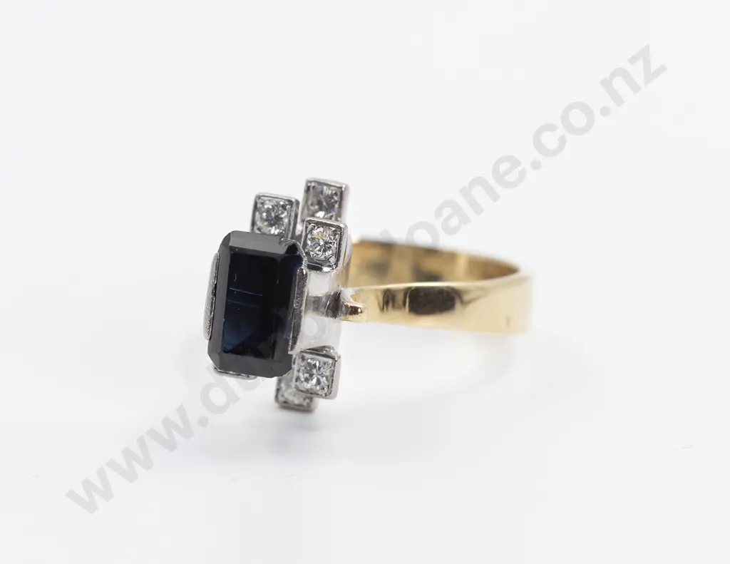 18ct Seven Stone Sapphire and Diamond Dress Ring Image 1++