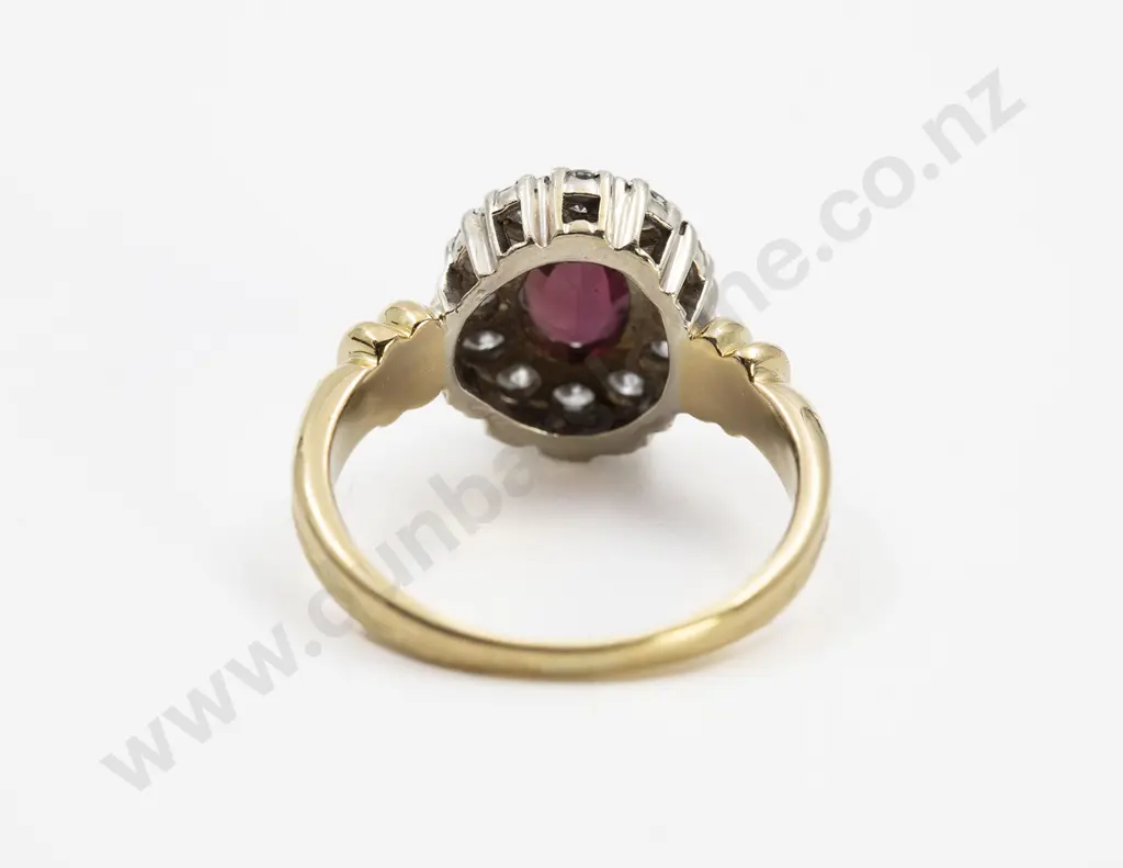 18ct 13stone Ruby and Diamond Cluster Ring Image 1++