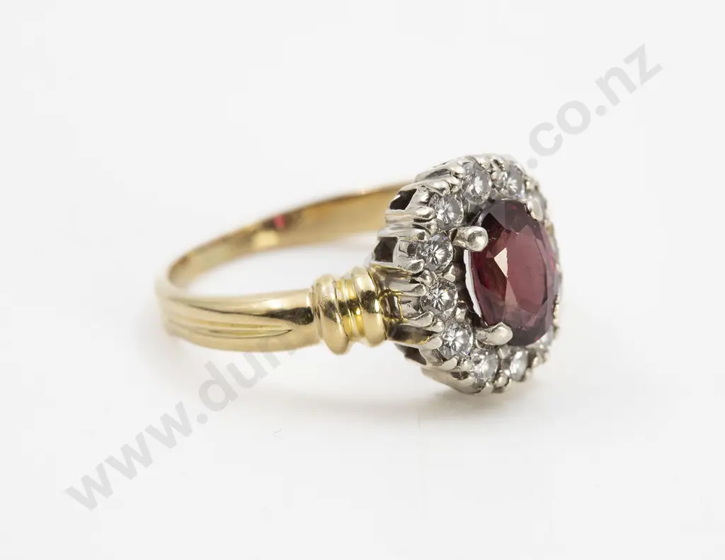 18ct 13stone Ruby and Diamond Cluster Ring Image 1++