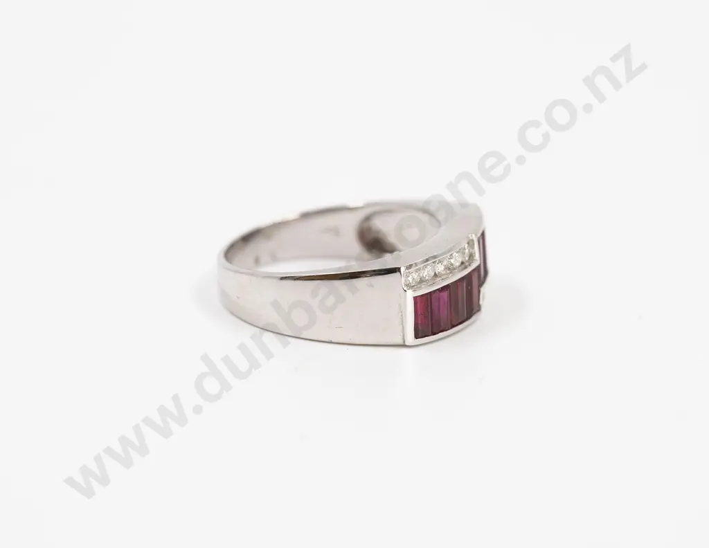 18ct White Gold 18stone Ruby and Diamond Dress Ring Image 1++