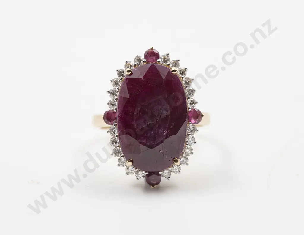14ct 29stone Ruby and Diamond Cluster Dress Ring Image 1++