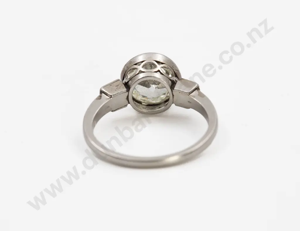 Art Deco Period All Platinum Solitaire Diamond Ring Image 1++