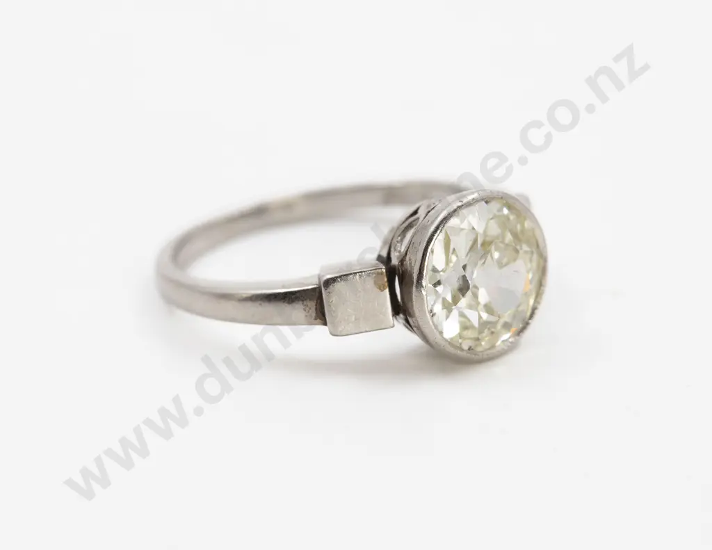 Art Deco Period All Platinum Solitaire Diamond Ring Image 1++