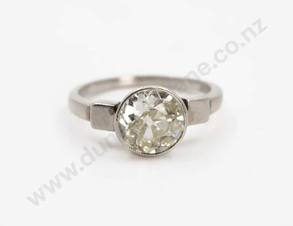 Art Deco Period All Platinum Solitaire Diamond Ring Image 1++