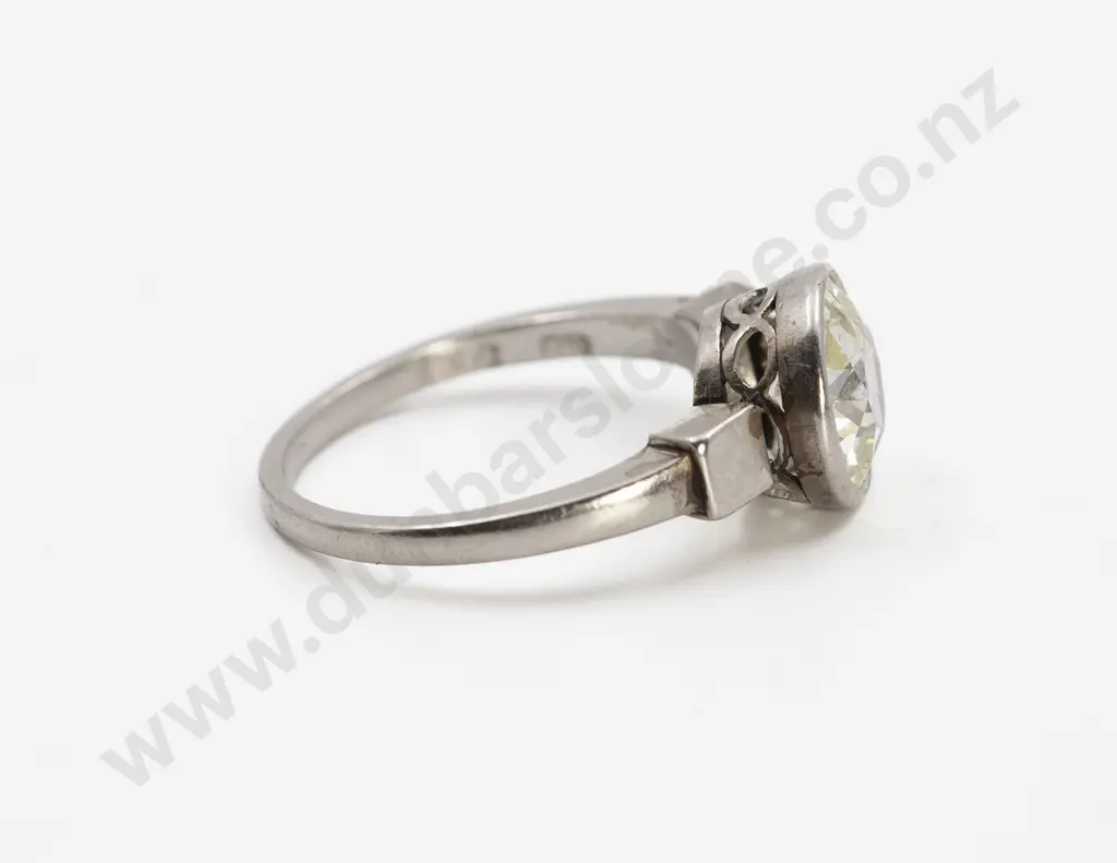 Art Deco Period All Platinum Solitaire Diamond Ring Image 1++