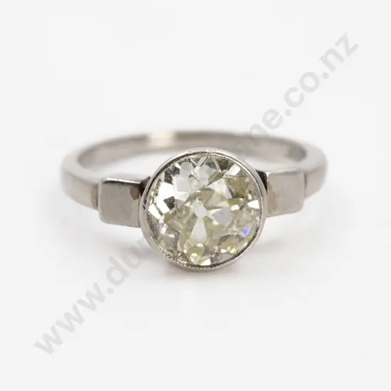 Art Deco Period All Platinum Solitaire Diamond Ring