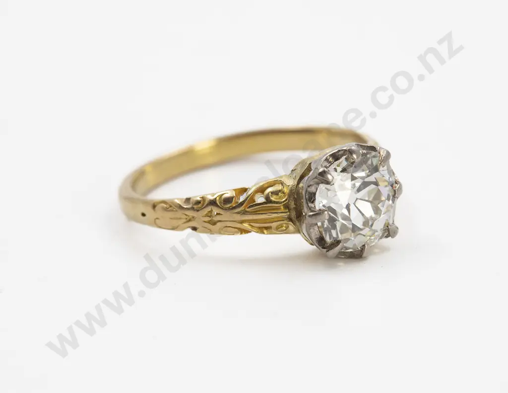 18ct Yellow and White Gold Solitaire Diamond Ring Image 1++