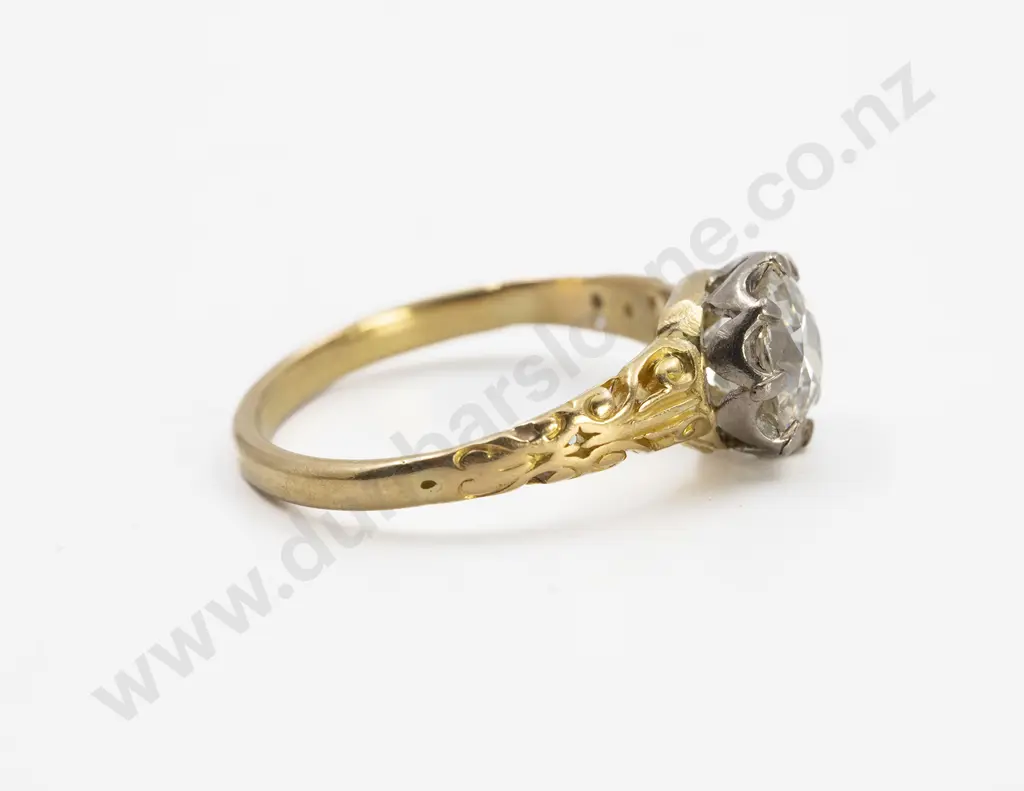 18ct Yellow and White Gold Solitaire Diamond Ring Image 1++
