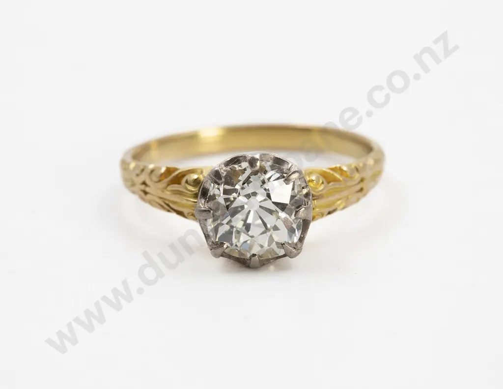 18ct Yellow and White Gold Solitaire Diamond Ring Image 1++