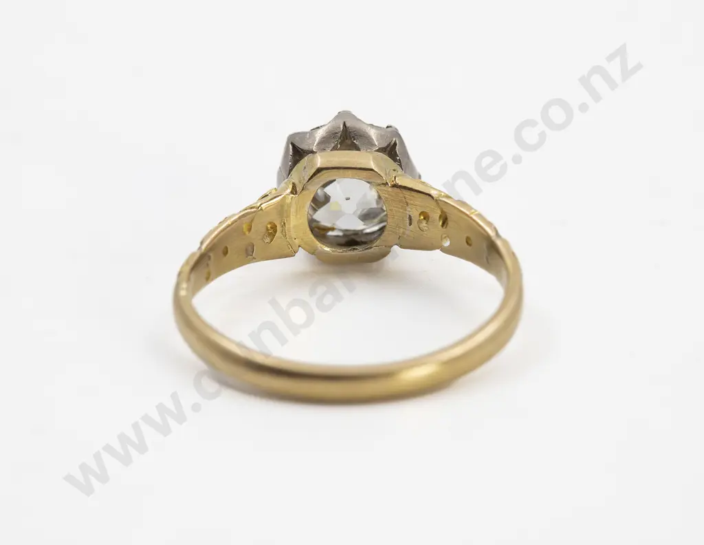 18ct Yellow and White Gold Solitaire Diamond Ring Image 1++