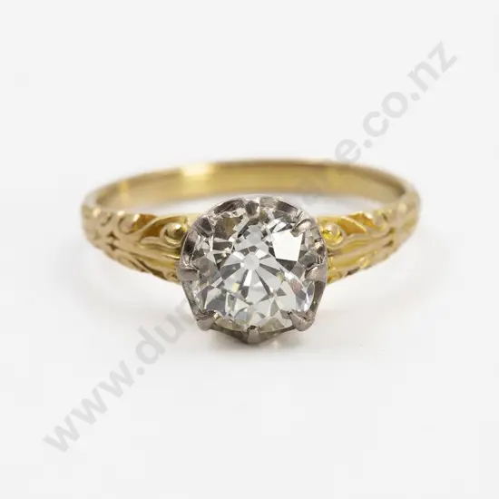 18ct Yellow and White Gold Solitaire Diamond Ring