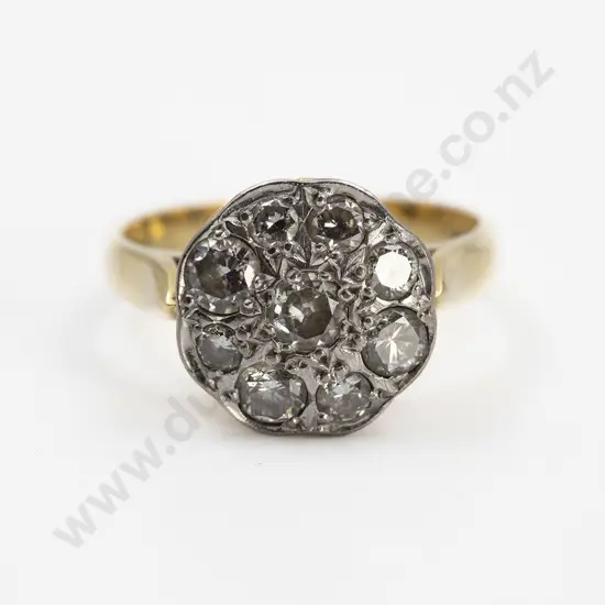 18ct Nine Stone Diamond Cluster Ring