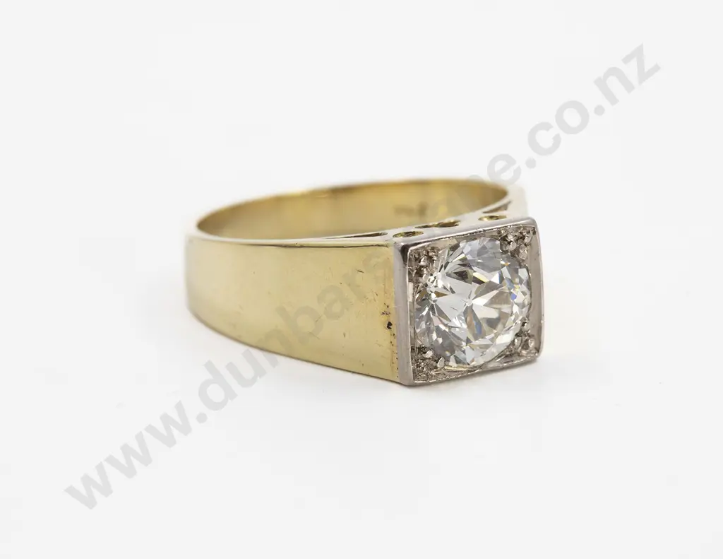 18ct Yellow & White Gold Solitaire Diamond Ring Image 1++
