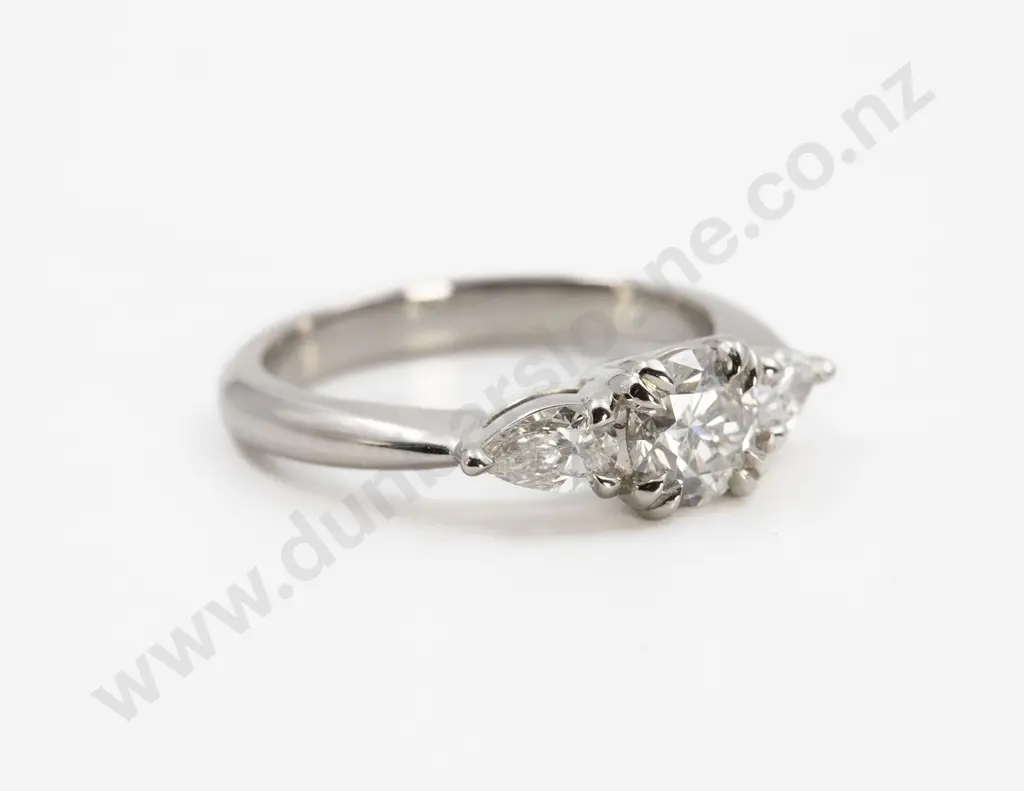 Naveya & Sloane All Platinum Three Stone Diamond Bridge Ring Image 1++