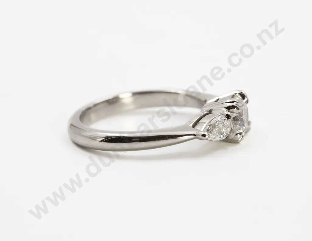 Naveya & Sloane All Platinum Three Stone Diamond Bridge Ring Image 1++