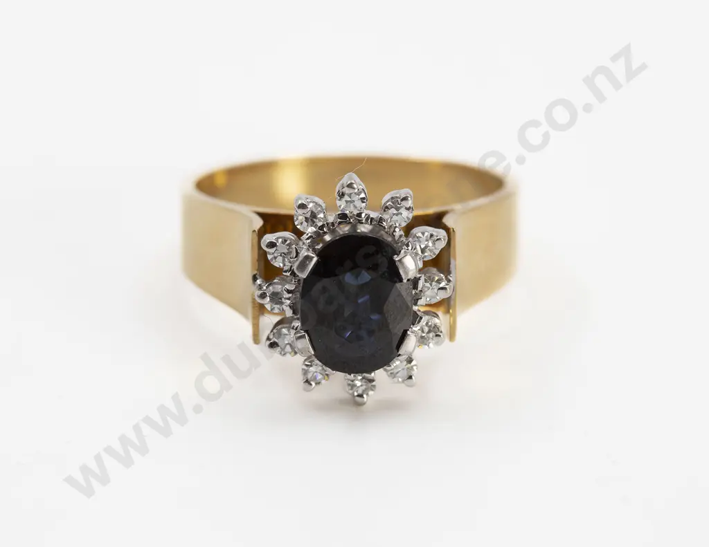18ct 13stone Sapphire and Diamond Cluster Ring Image 1++