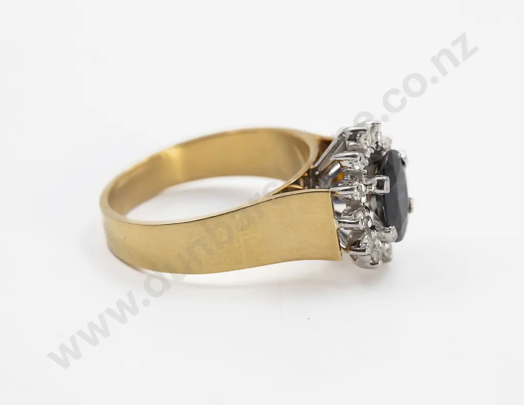 18ct 13stone Sapphire and Diamond Cluster Ring Image 1++