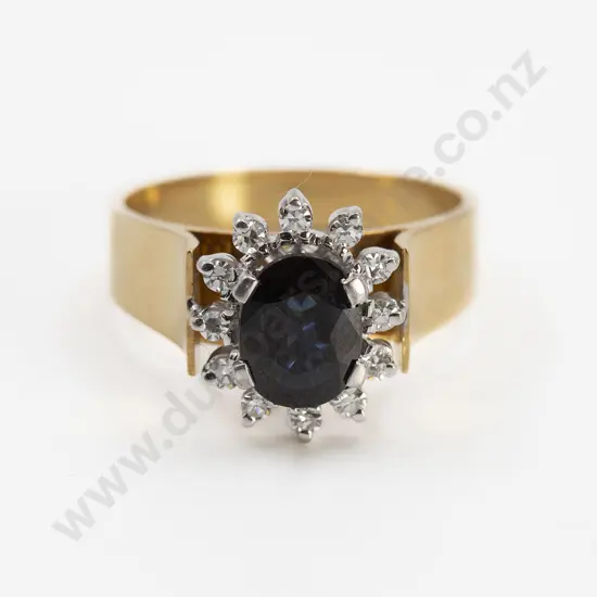 18ct 13stone Sapphire and Diamond Cluster Ring