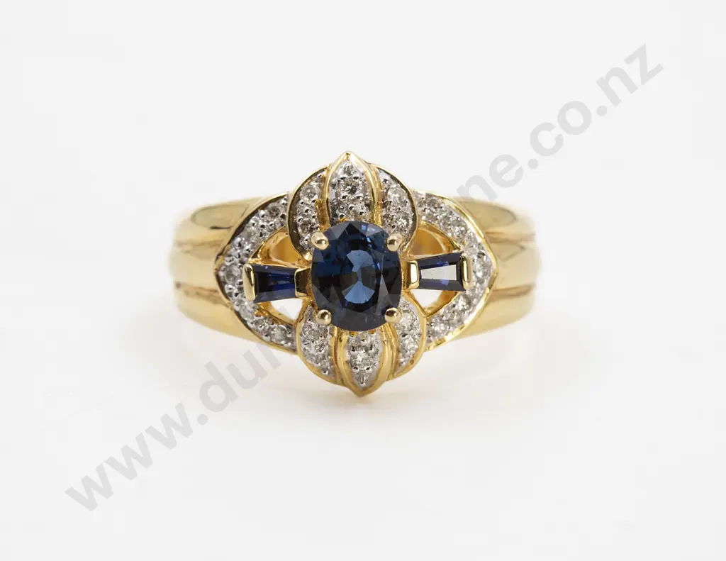 18ct 23stone Sapphire and Diamond Dress Ring Image 1++