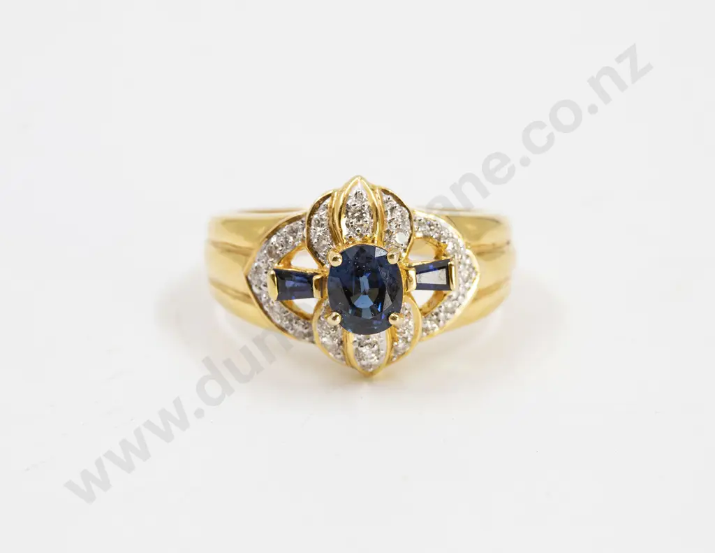 18ct 23stone Sapphire and Diamond Dress Ring Image 1++