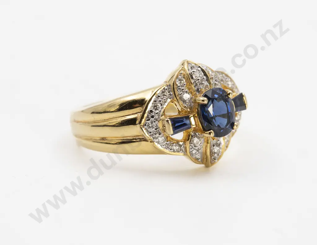18ct 23stone Sapphire and Diamond Dress Ring Image 1++