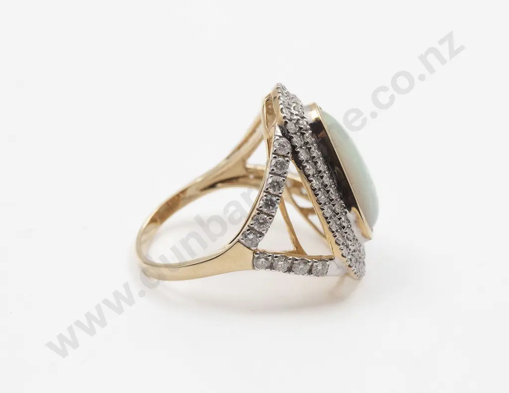 14ct Opal and Diamond Cluster Ring Image 1++