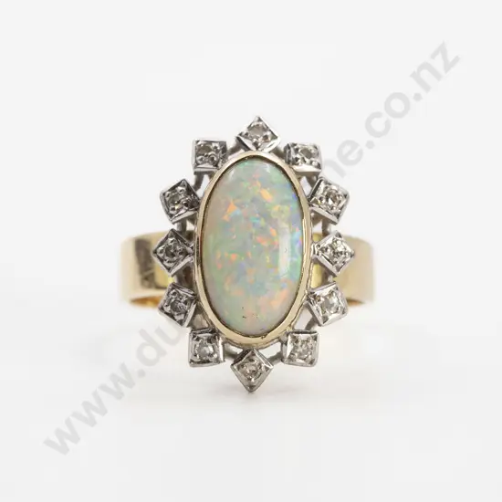 18ct 13stone Opal and Diamond Cluster Ring