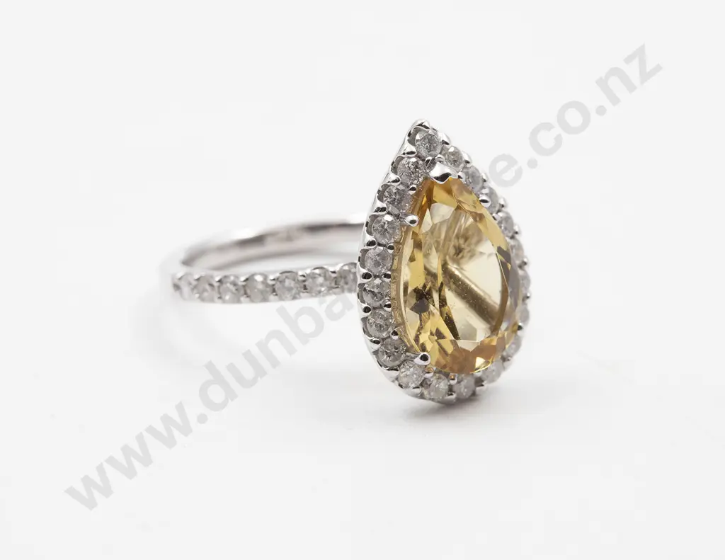 14ct White Gold 33stone Heliodor and Diamond Cluster Ring Image 1++