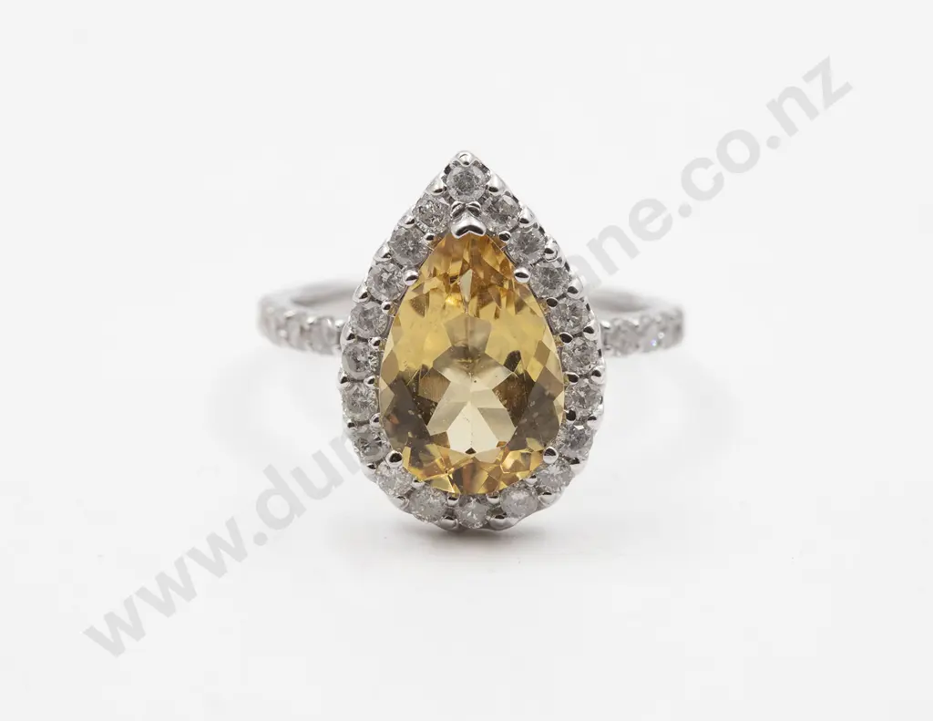 14ct White Gold 33stone Heliodor and Diamond Cluster Ring Image 1++