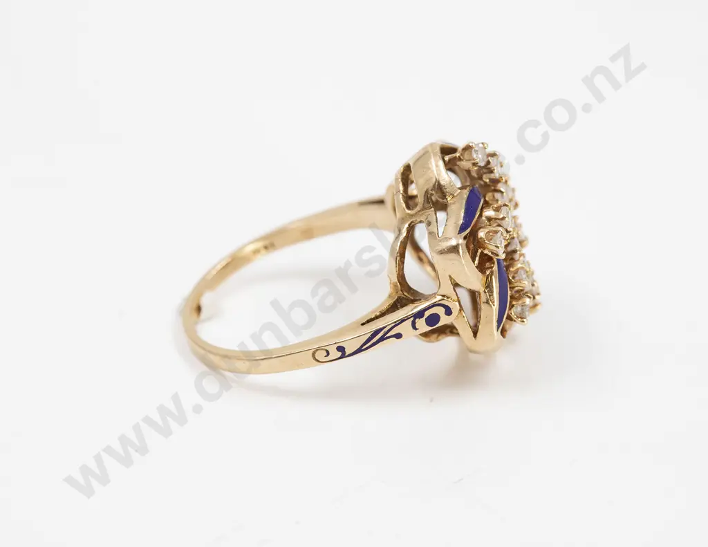 14ct 19stone Diamond and Enamel Cluster Ring Image 1++