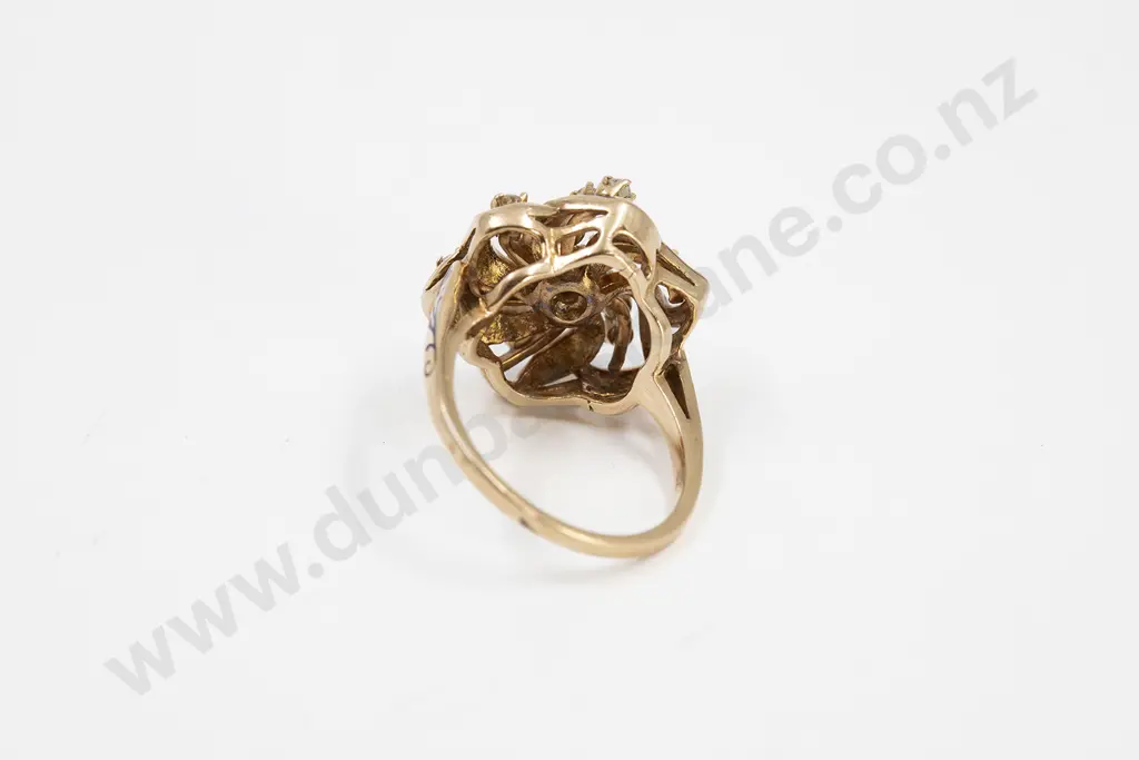 14ct 19stone Diamond and Enamel Cluster Ring Image 1++