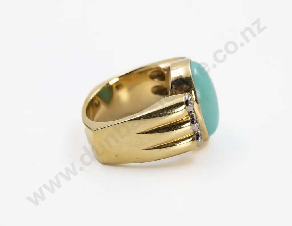 18ct Seven Stone Turquoise and Diamond Dress Ring Image 1++