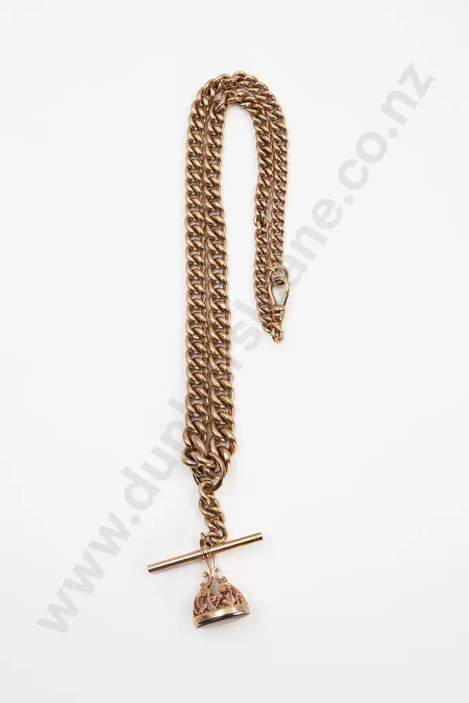 9ct Graduated Curb Link Albert Chain Image 1++