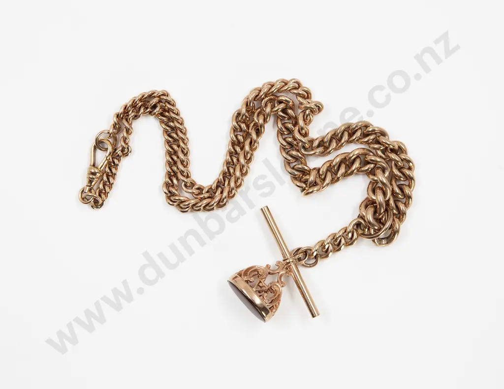 9ct Graduated Curb Link Albert Chain Image 1++