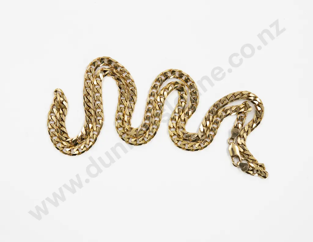 9ct Modern Faceted Flat Curb Link Neck Chain Image 1++