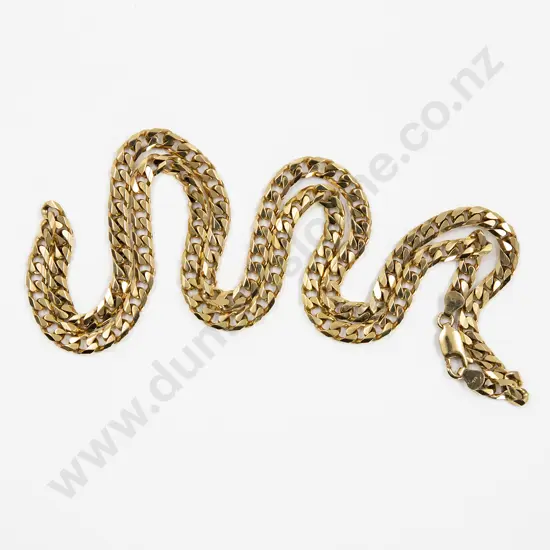 9ct Modern Faceted Flat Curb Link Neck Chain