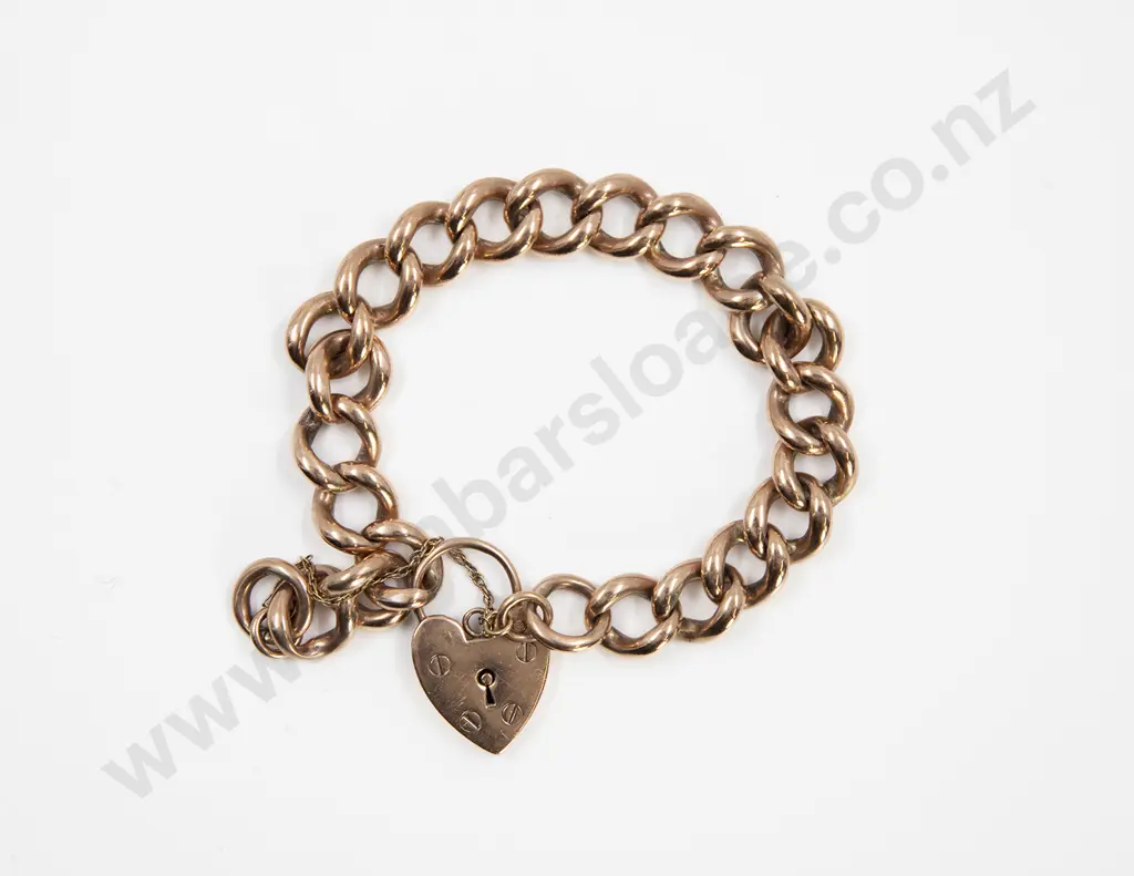 Heavy 9ct Rose Gold Curb Link Bracelet Image 1++