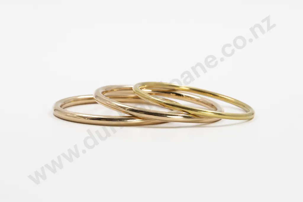 Three Heavy Rose and Yellow Gold Plated Bangles Image 1++