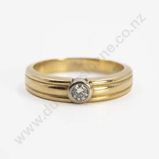 18ct Yellow & White Gold Solitaire Diamond Band