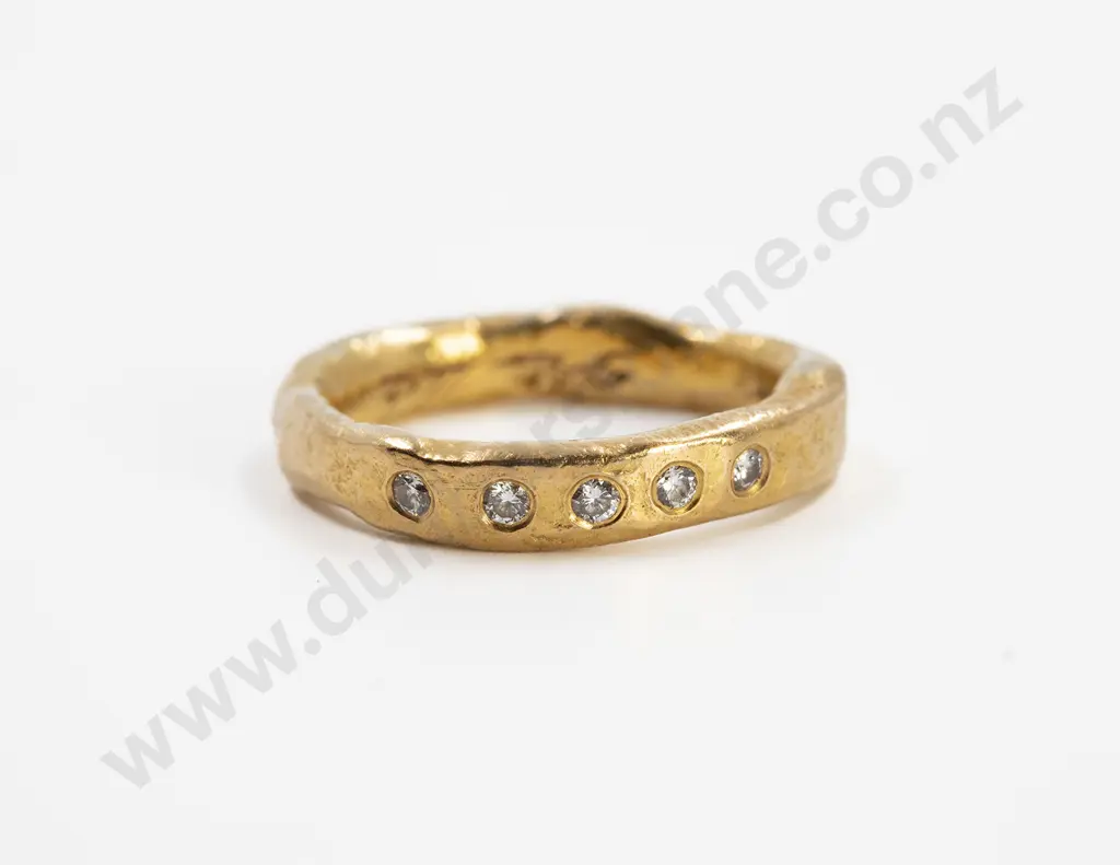 Hand Made Cast 22ct Five Stone Diamond Band Ring Image 1++