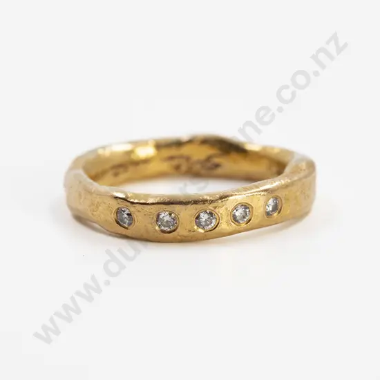 Hand Made Cast 22ct Five Stone Diamond Band Ring
