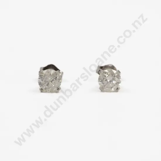 Pair 14ct White Gold Diamond Stud Earrings