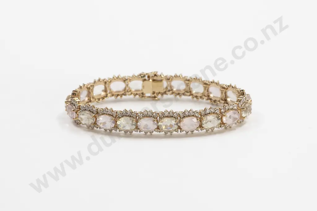 9ct Rose and Lemon Quartz Diamond Bracelet Image 1++