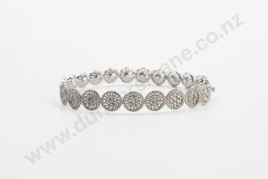 18ct 254stone Diamond Hinged Snap Bangle Image 1++