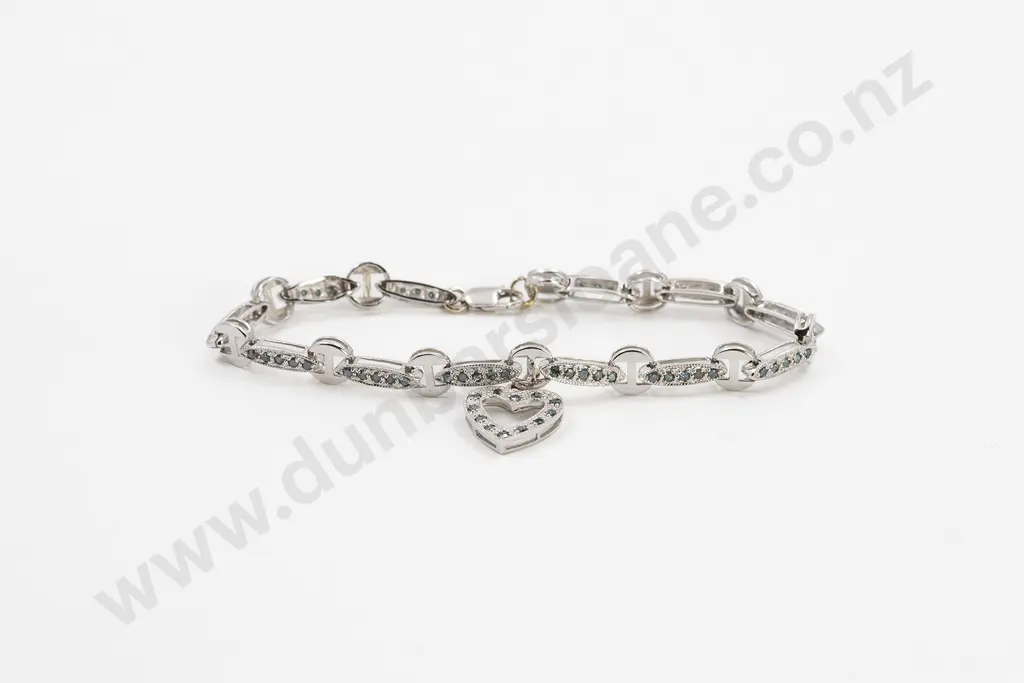 14ct White Gold Blue Diamond Bracelet Image 1++