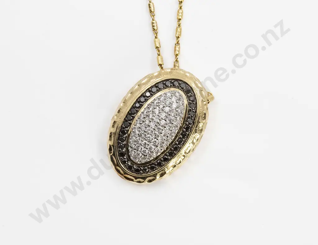 14ct Diamond Pendant and Chain Image 1++