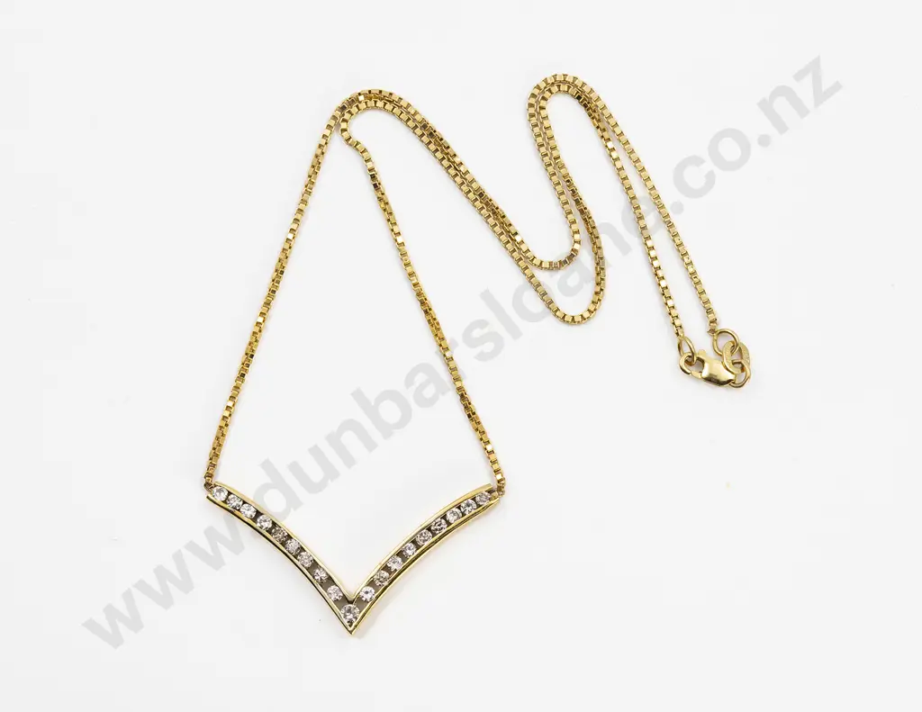 14ct 19stone Diamond Necklace Image 1++