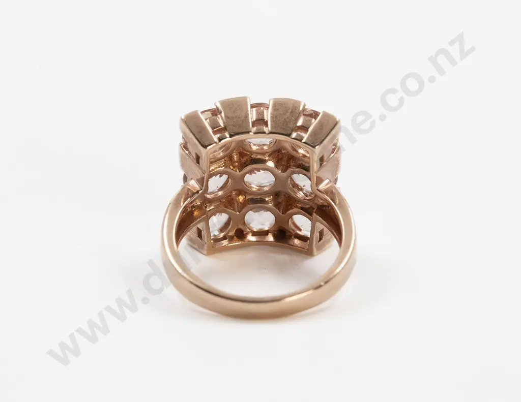 9ct Nine Stone Morganite and Diamond Dress Ring Image 1++