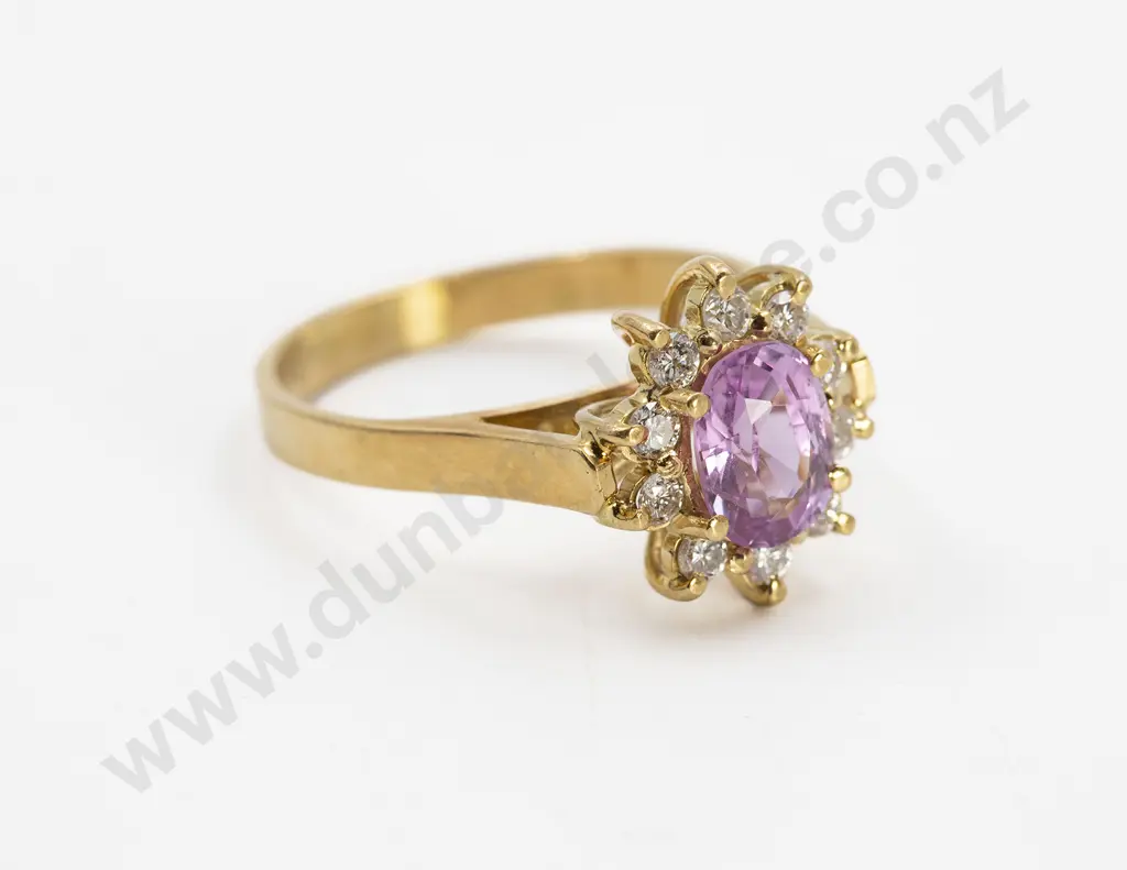 18ct Eleven Stone Pink Sapphire and Diamond Cluster Ring Image 1++